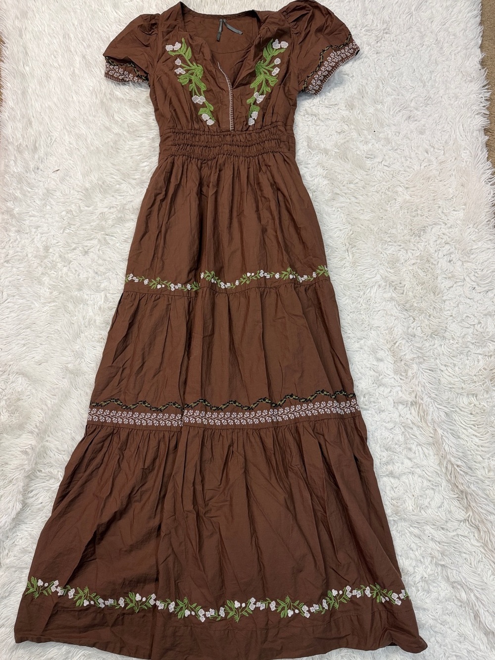 Anthropologie Somerset Embroidered Maxi Dress Brown - Picture 3 of 5